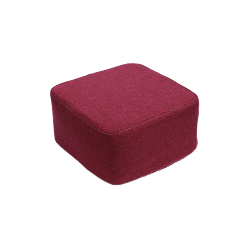 Contemporary Pouf Ottoman Fabric Upholstered Solid Color Square Ottoman