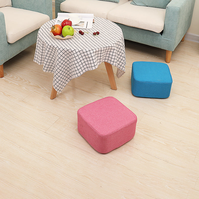 Contemporary Pouf Ottoman Fabric Upholstered Solid Color Square Ottoman