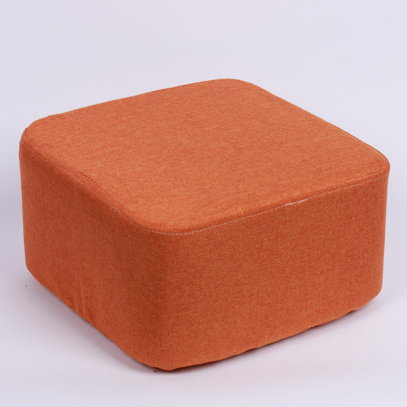 Contemporary Pouf Ottoman Fabric Upholstered Solid Color Square Ottoman