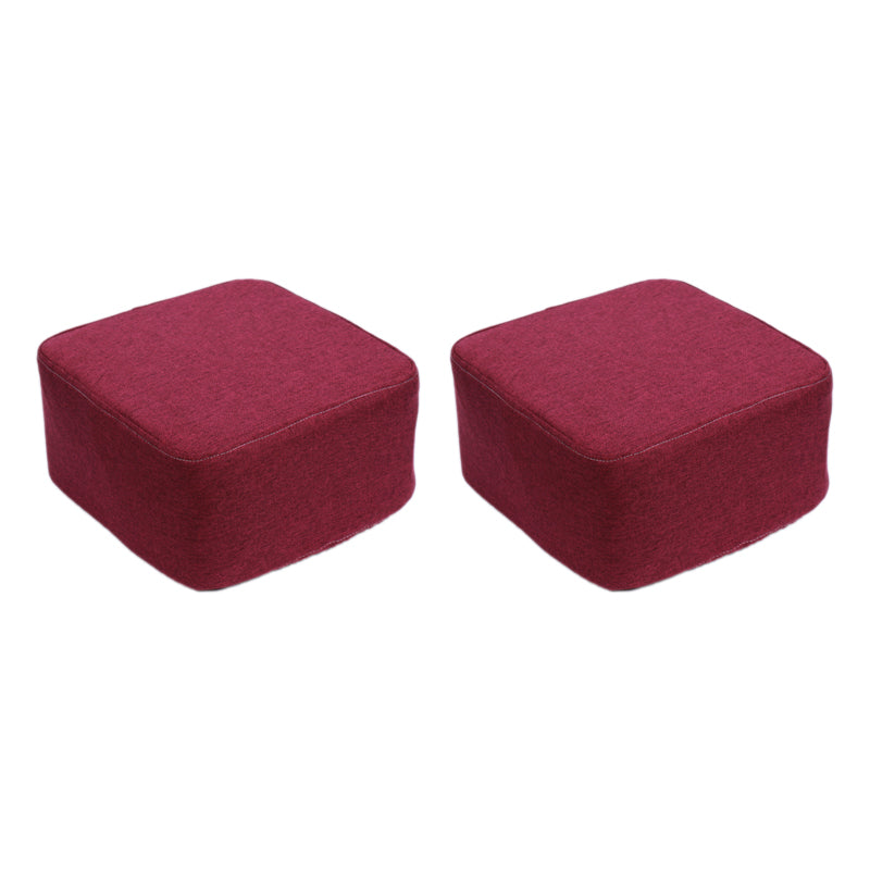 Contemporary Pouf Ottoman Fabric Upholstered Solid Color Square Ottoman