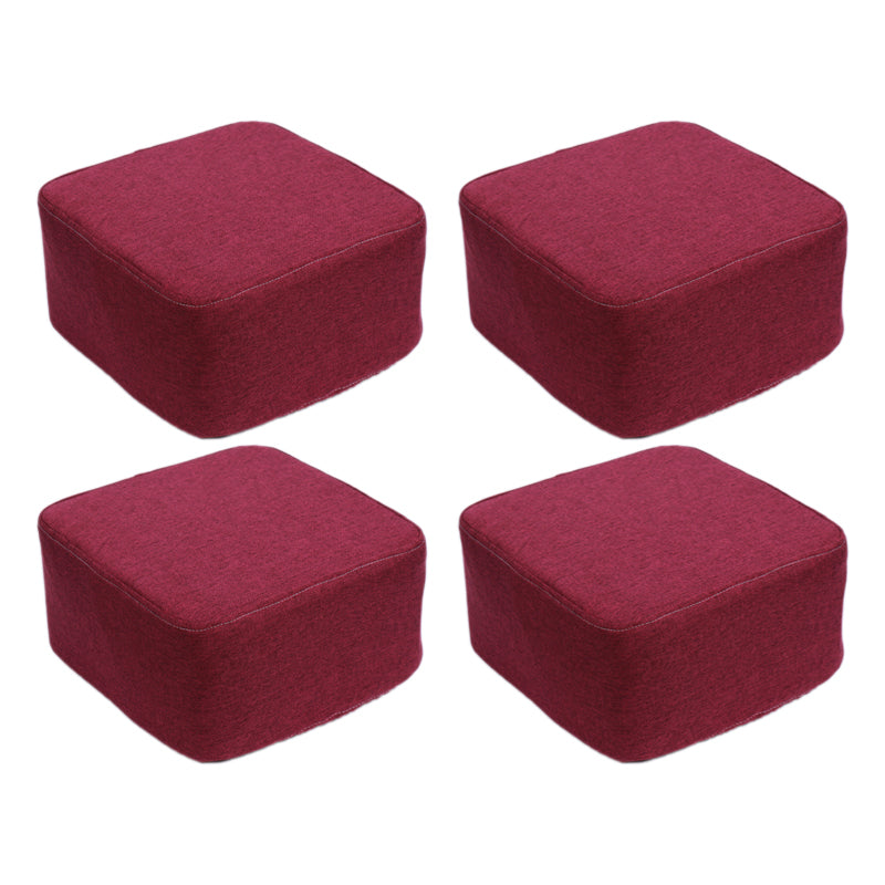 Contemporary Pouf Ottoman Fabric Upholstered Solid Color Square Ottoman
