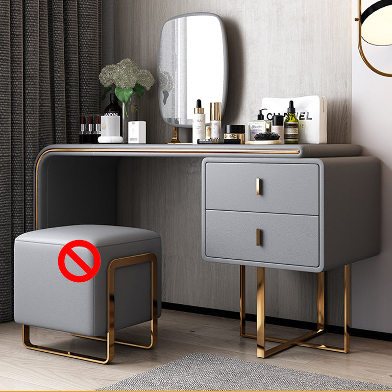 Faux Leather Make-up Vanity Wood Vanity Dressing Table with 2 Storage Drawers