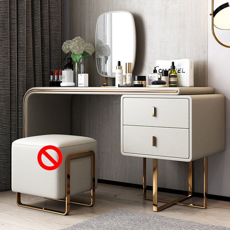 Faux Leather Make-up Vanity Wood Vanity Dressing Table with 2 Storage Drawers