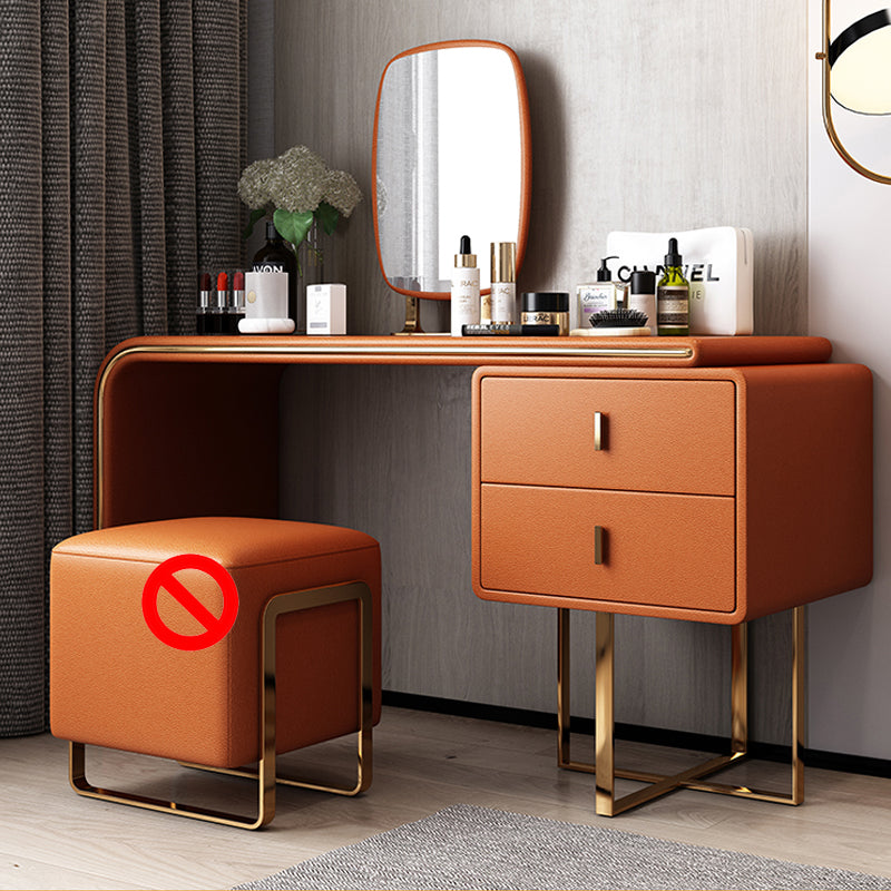 Faux Leather Make-up Vanity Wood Vanity Dressing Table with 2 Storage Drawers