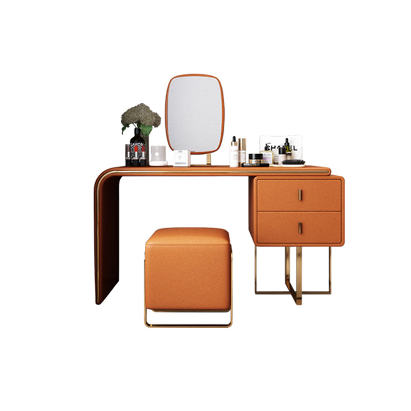 Faux Leather Make-up Vanity Wood Vanity Dressing Table with 2 Storage Drawers