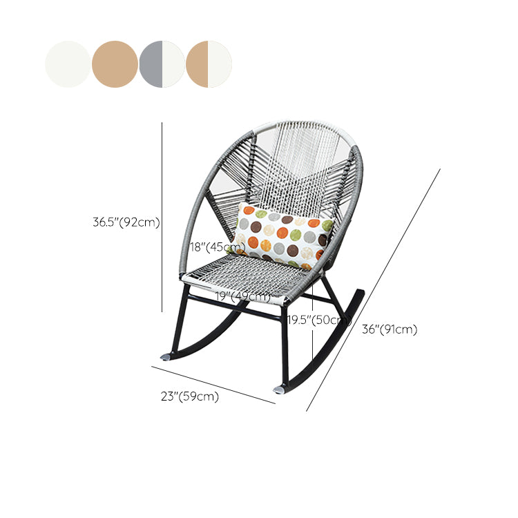 Contemporary Rocking Chair Wicker Spindle Backrest Metal Chair Legs Porch Rocking Chair