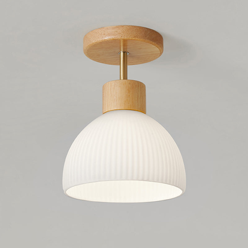 Contemporary Beige/Brown Flush Mount Lighting Wooden Ceiling Light for Bedroom