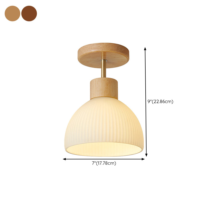 Contemporary Beige/Brown Flush Mount Lighting Wooden Ceiling Light for Bedroom