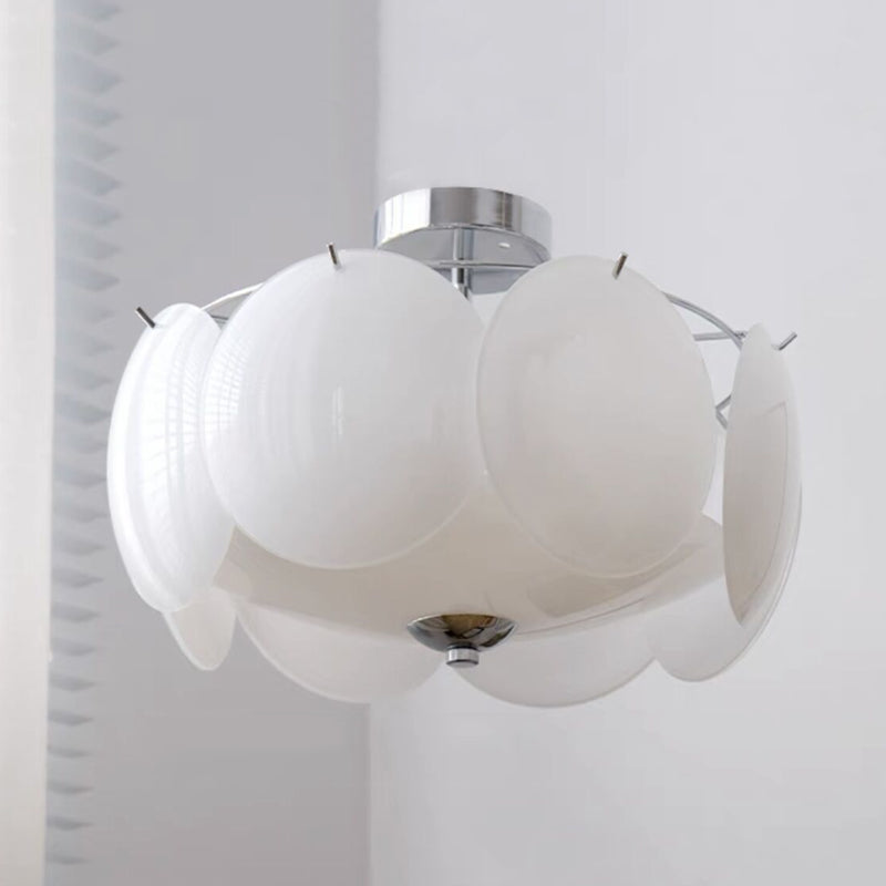 Modern Ceiling Lamp White Glass Shade Flush Mount Light Fixture