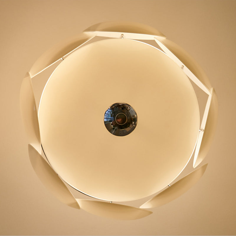 Modern Ceiling Lamp White Glass Shade Flush Mount Light Fixture