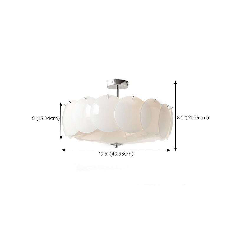 Modern Ceiling Lamp White Glass Shade Flush Mount Light Fixture