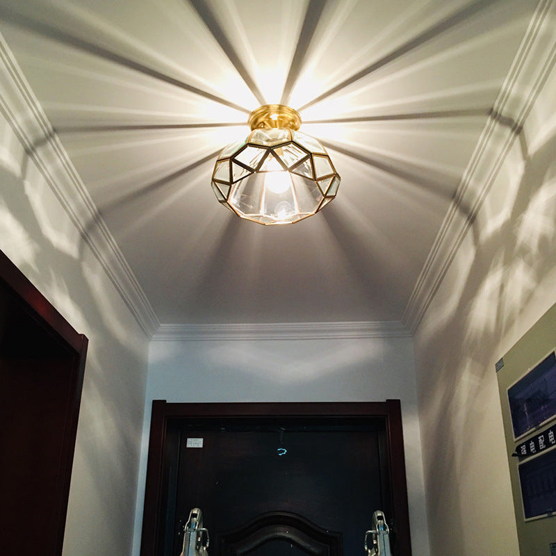 Single Golden Flush Mount Lighting Glass Ceiling Light for Bedroom