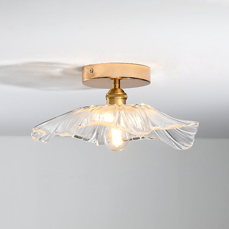Wavy Shape Flush Mount Modern Style Glass 1 Light Flush Ceiling Light in Clear