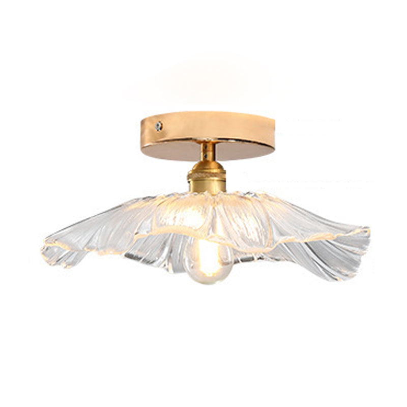 Wavy Shape Flush Mount Modern Style Glass 1 Light Flush Ceiling Light in Clear