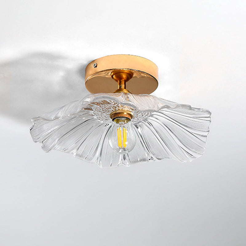 Wavy Shape Flush Mount Modern Style Glass 1 Light Flush Ceiling Light in Clear