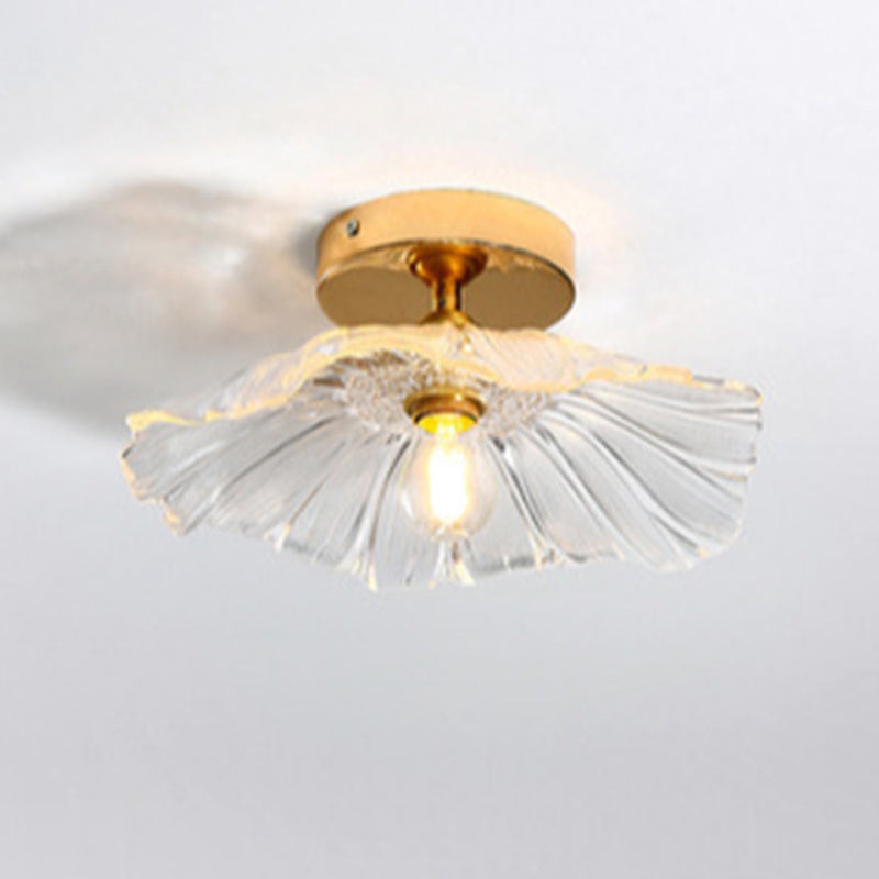 Wavy Shape Flush Mount Modern Style Glass 1 Light Flush Ceiling Light in Clear