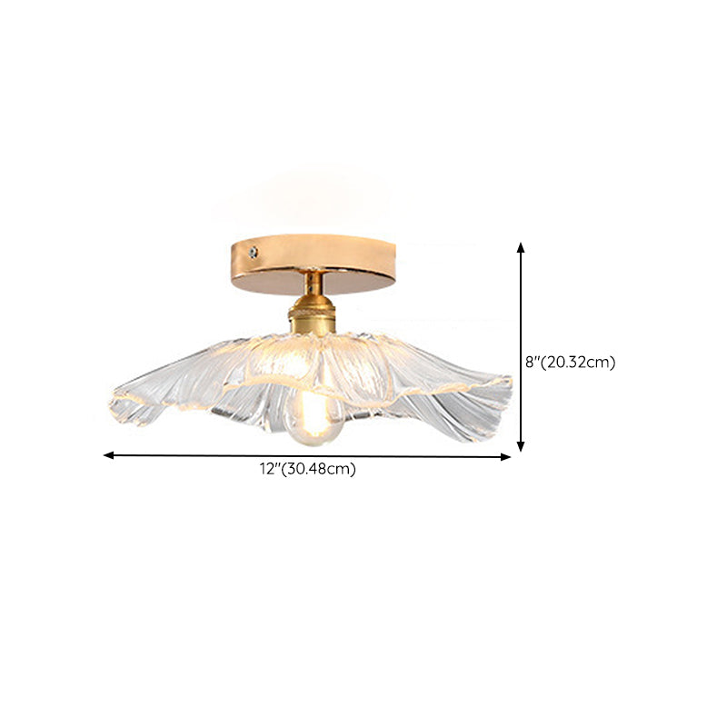 Wavy Shape Flush Mount Modern Style Glass 1 Light Flush Ceiling Light in Clear