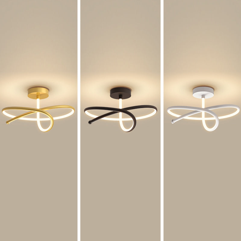Contemporary 1 - Light Semi Flush Mount Chandelier Metal Linear Ceiling Semi Flush