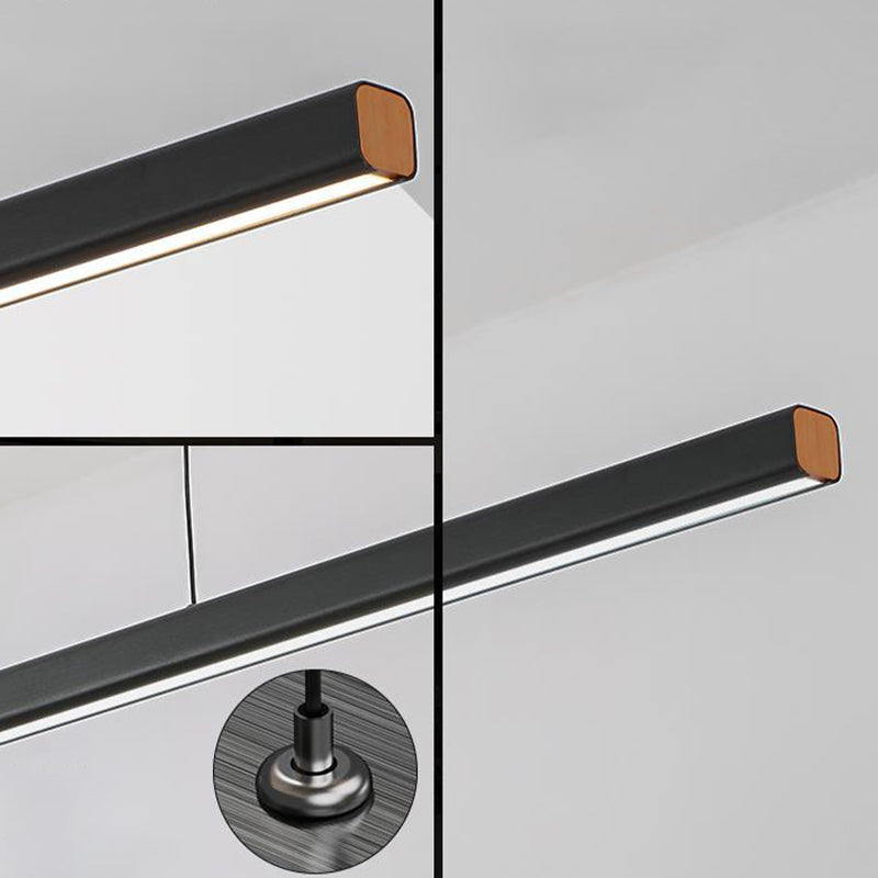Strip Shape Island Lamp 1-Light LED Island Hanging Lamp with Acrylic Shade for Dining Room