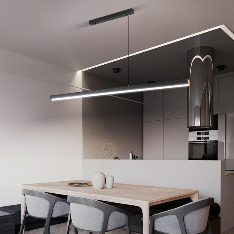 Strip Shape Island Lamp 1-Light LED Island Hanging Lamp with Acrylic Shade for Dining Room
