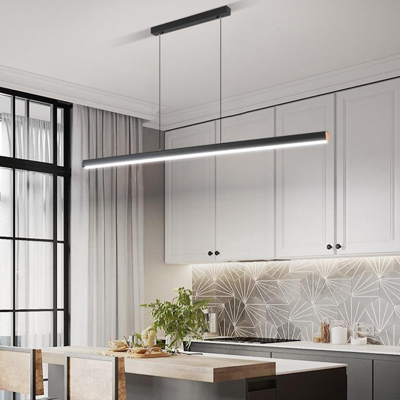 Strip Shape Island Lamp 1-Light LED Island Hanging Lamp with Acrylic Shade for Dining Room