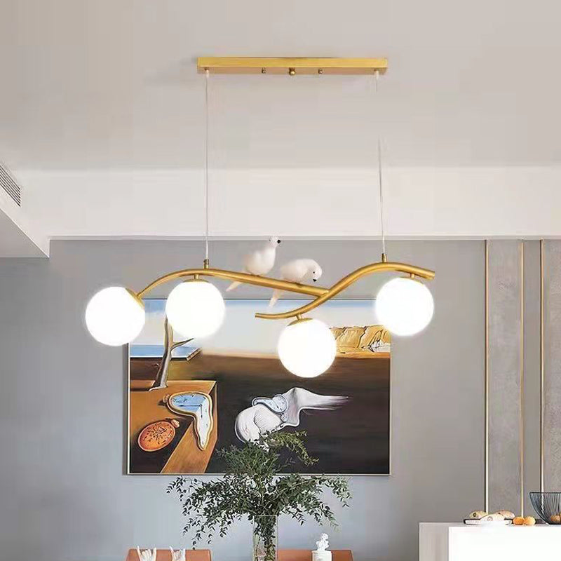 Industrial Kitchen Island Lighting Black/Golden Glass Shaded Ceiling Light for Foyer