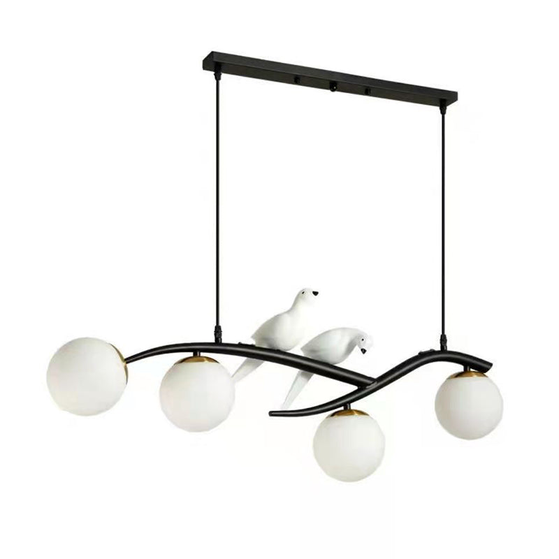 Industrial Kitchen Island Lighting Black/Golden Glass Shaded Ceiling Light for Foyer