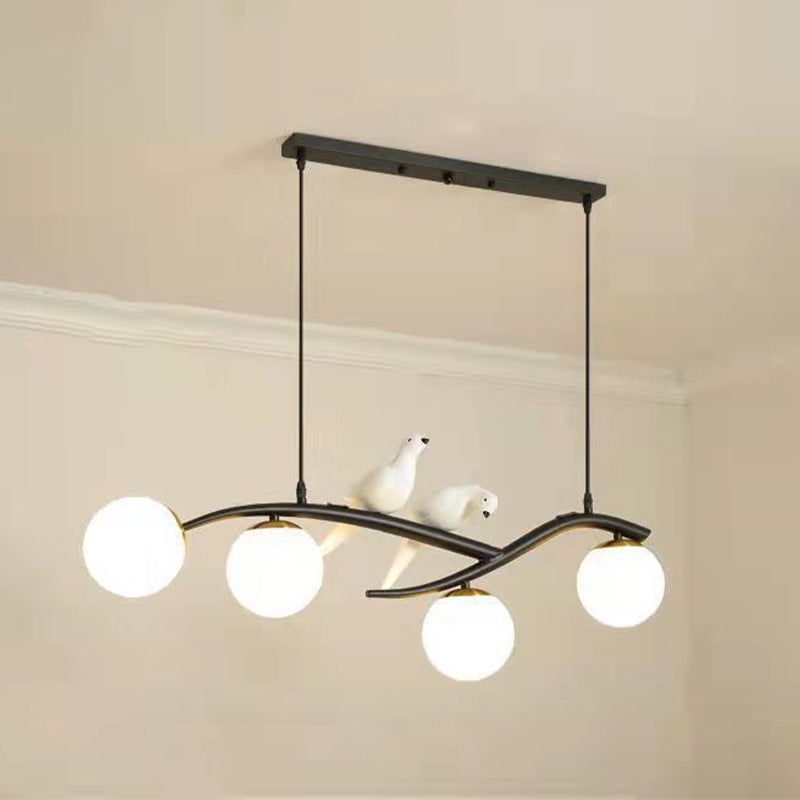 Industrial Kitchen Island Lighting Black/Golden Glass Shaded Ceiling Light for Foyer