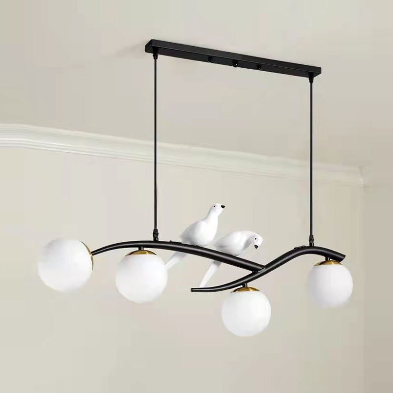 Industrial Kitchen Island Lighting Black/Golden Glass Shaded Ceiling Light for Foyer