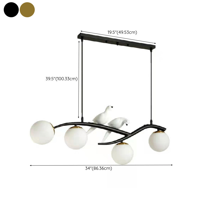 Industrial Kitchen Island Lighting Black/Golden Glass Shaded Ceiling Light for Foyer