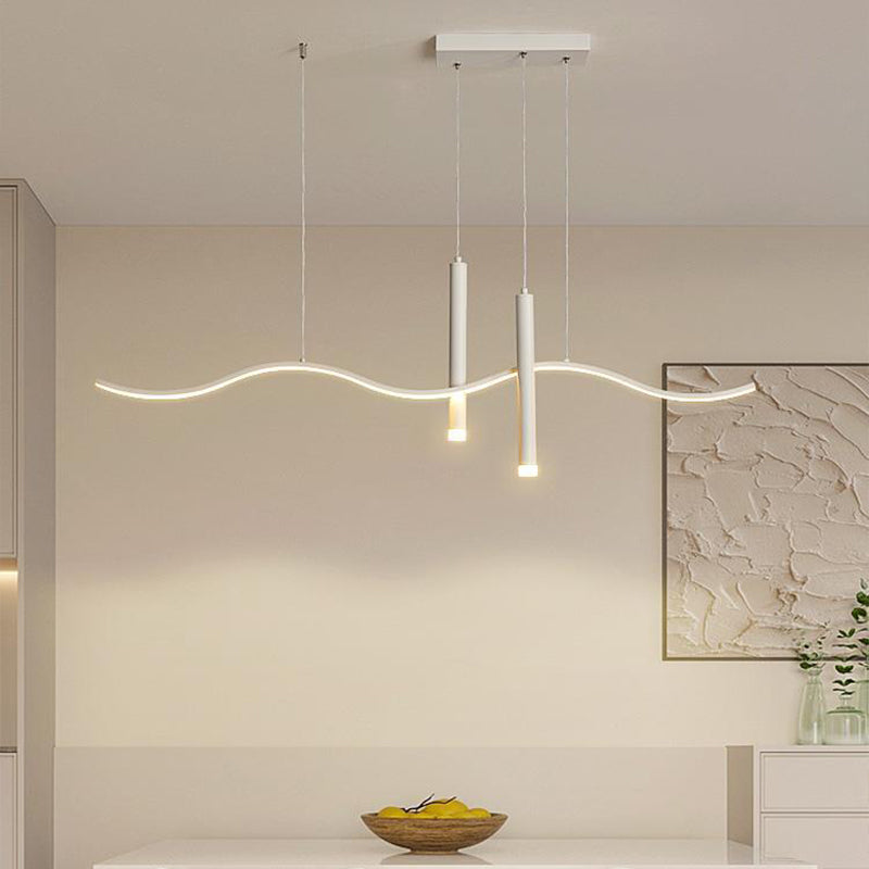 White Ceiling Light LED Contemporary Kitchen Island Lighting for Dining Room