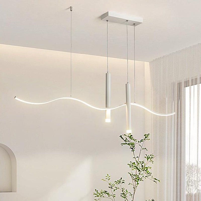 White Ceiling Light LED Contemporary Kitchen Island Lighting for Dining Room