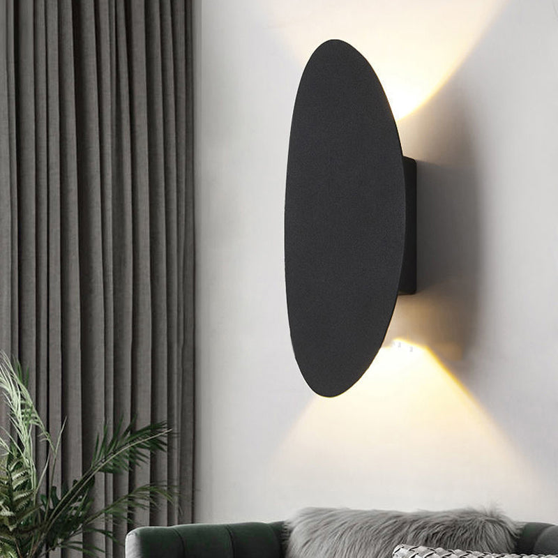 Oval Shape Wall Lamp Modern Style Metal 2 Lights Wall Light in White/Black