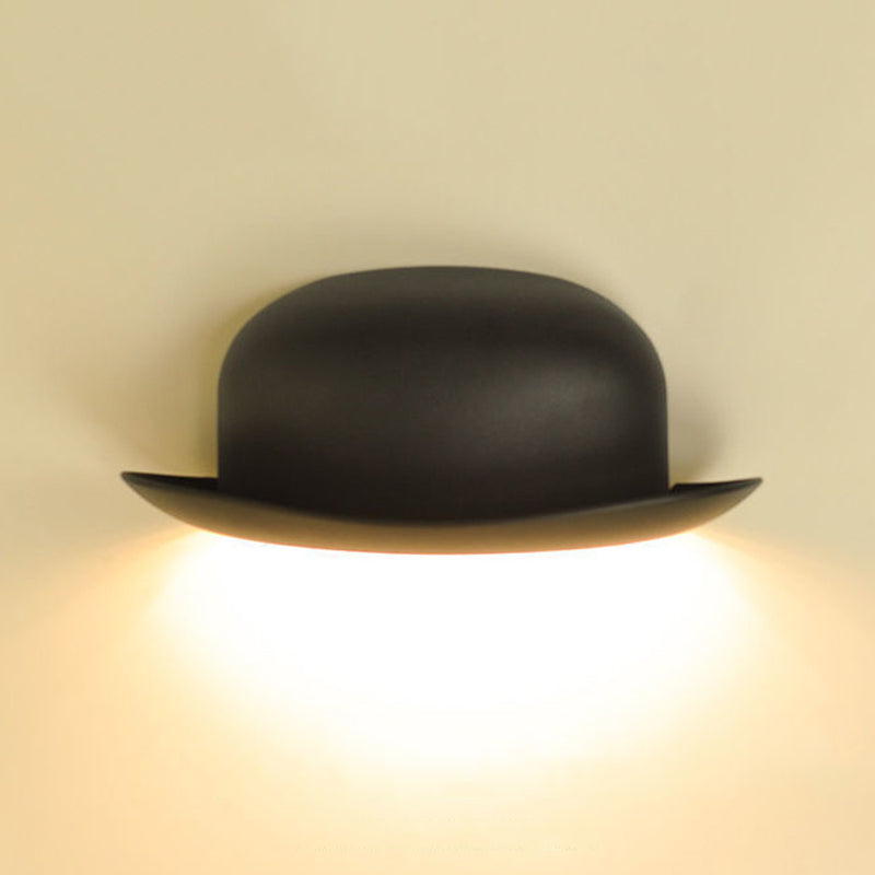 Hat Shape Wall Lamp Modern Style Metal 1 Light Wall Light in White/Black