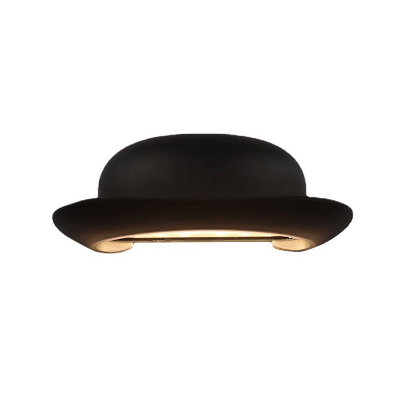 Hat Shape Wall Lamp Modern Style Metal 1 Light Wall Light in White/Black