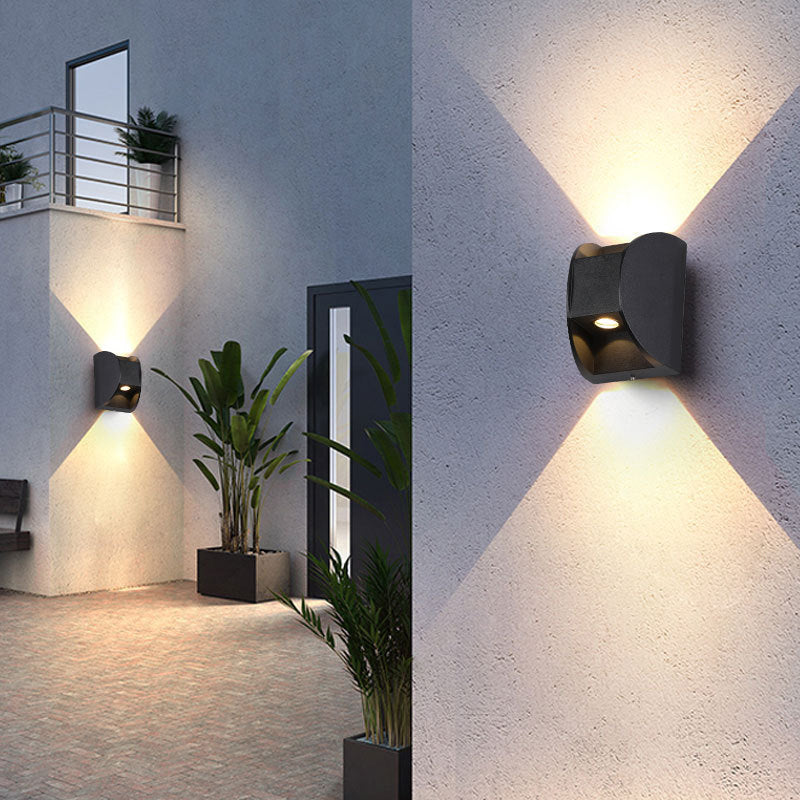 Geometric Shape Wall Lamp Modern Style Metal 2 Lights Wall Light in Black