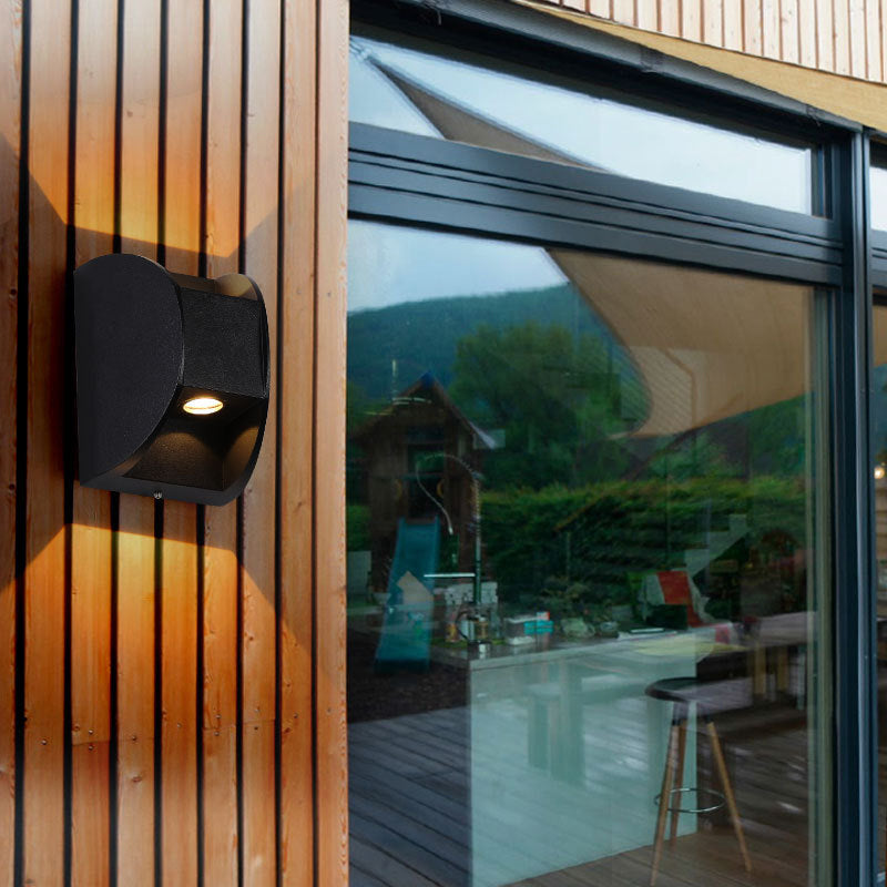 Geometric Shape Wall Lamp Modern Style Metal 2 Lights Wall Light in Black