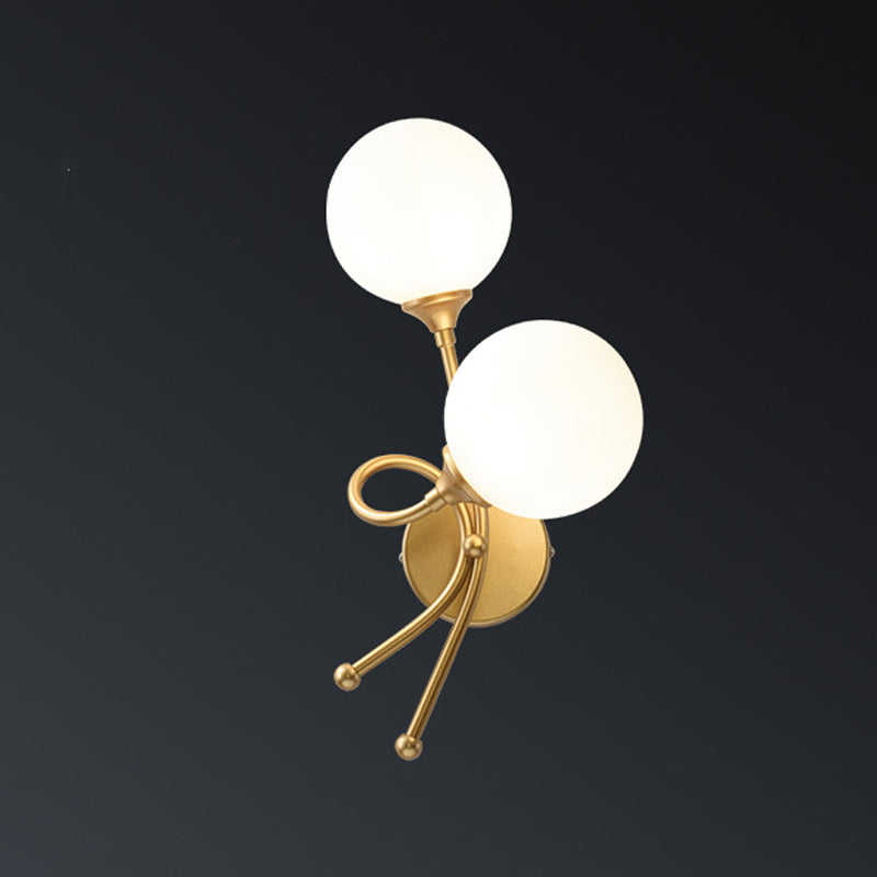 Modern Style Globe Shade Wall Light Glass 2 Lights Sconces for Bedroom