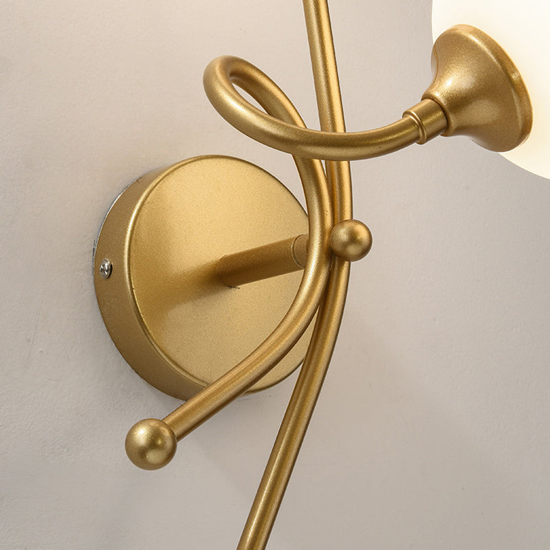 Modern Style Globe Shade Wall Light Glass 2 Lights Sconces for Bedroom