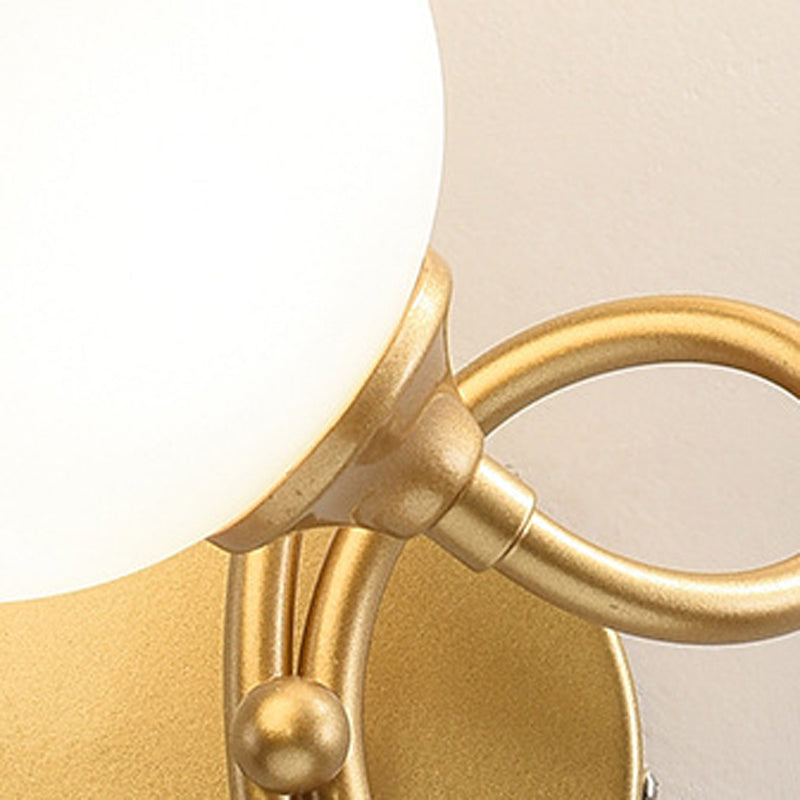 Modern Style Globe Shade Wall Light Glass 2 Lights Sconces for Bedroom