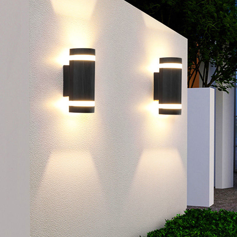 Cylinder Shape Sconce Modern Style Metal 2 Lights Wall Light in White/Black