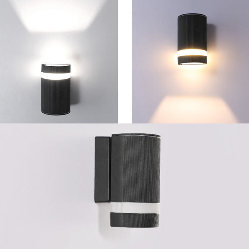 Cylinder Shape Sconce Modern Style Metal 2 Lights Wall Light in White/Black