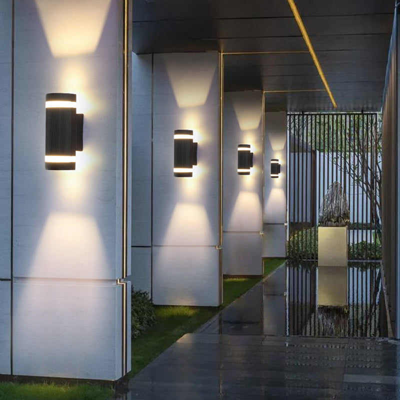 Cylinder Shape Sconce Modern Style Metal 2 Lights Wall Light in White/Black