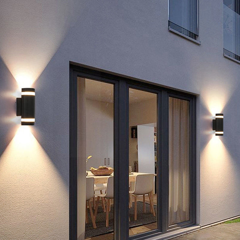 Cylinder Shape Sconce Modern Style Metal 2 Lights Wall Light in White/Black