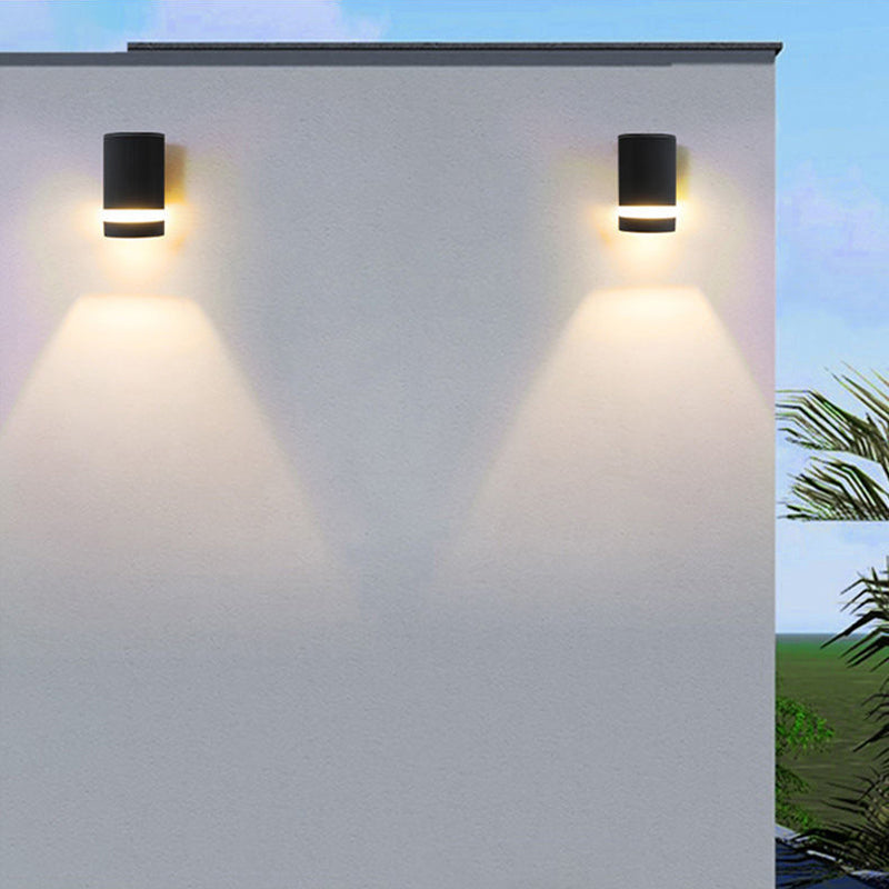 Cylinder Shape Sconce Modern Style Metal 2 Lights Wall Light in White/Black