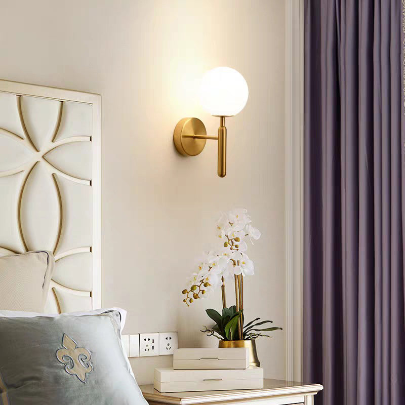 Modern Style Globe Wall Light Glass 1 Light Sconces for Bedroom
