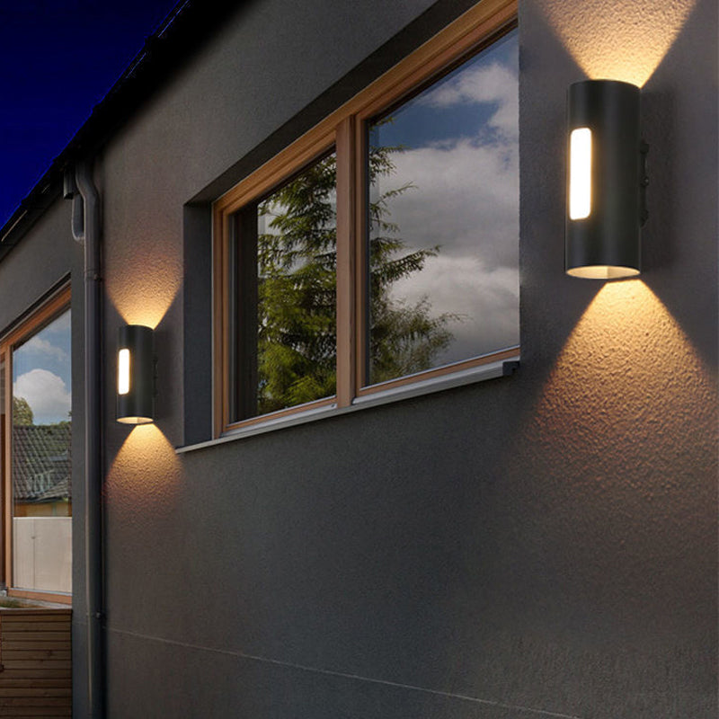 Cylinder Shape Wall Lamp Modern Style Metal 2 Lights Wall Light for Outdoor