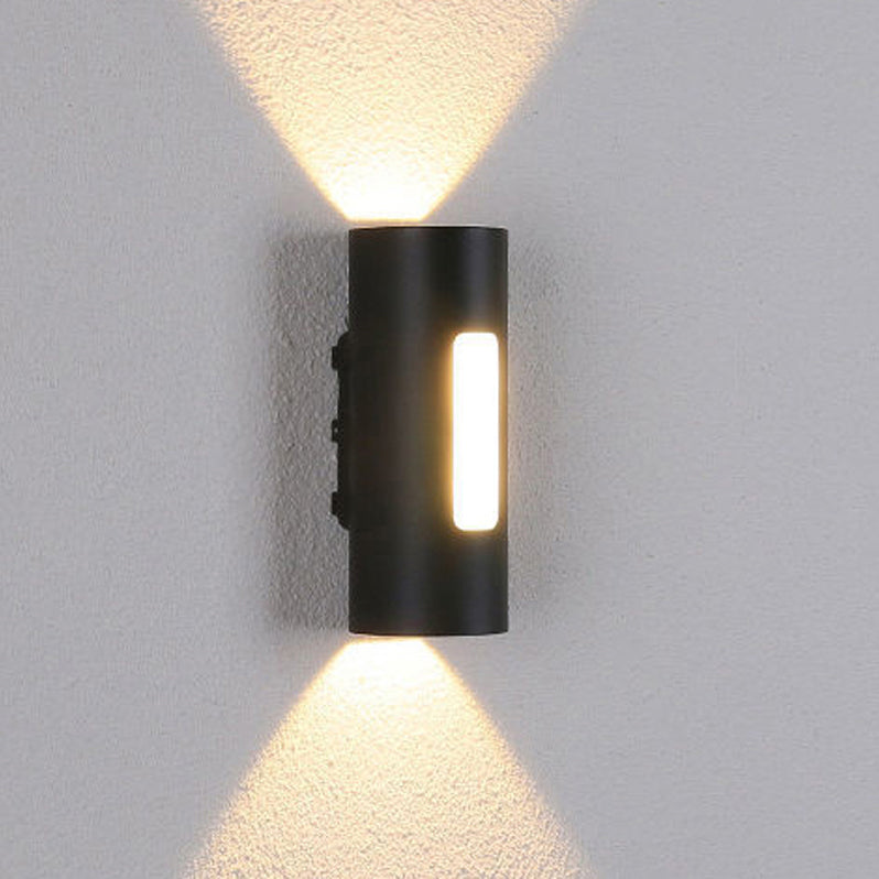 Cylinder Shape Wall Lamp Modern Style Metal 2 Lights Wall Light for Outdoor