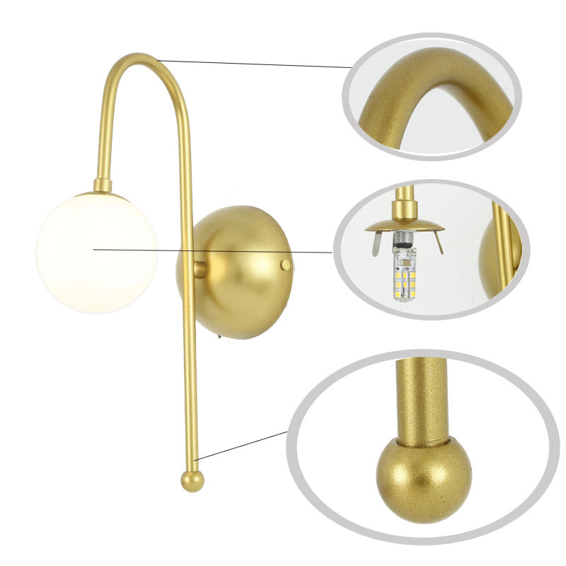 Modern Style Global Wall Light Glass 1 Light Sconces in Gold for Bedroom