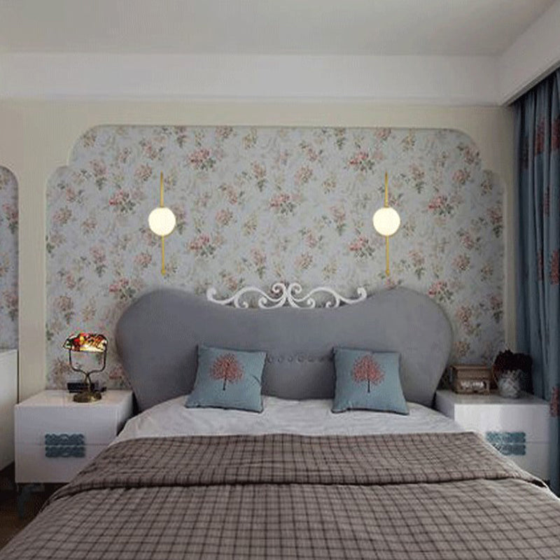 Modern Style Global Wall Light Glass 1 Light Sconces in Gold for Bedroom